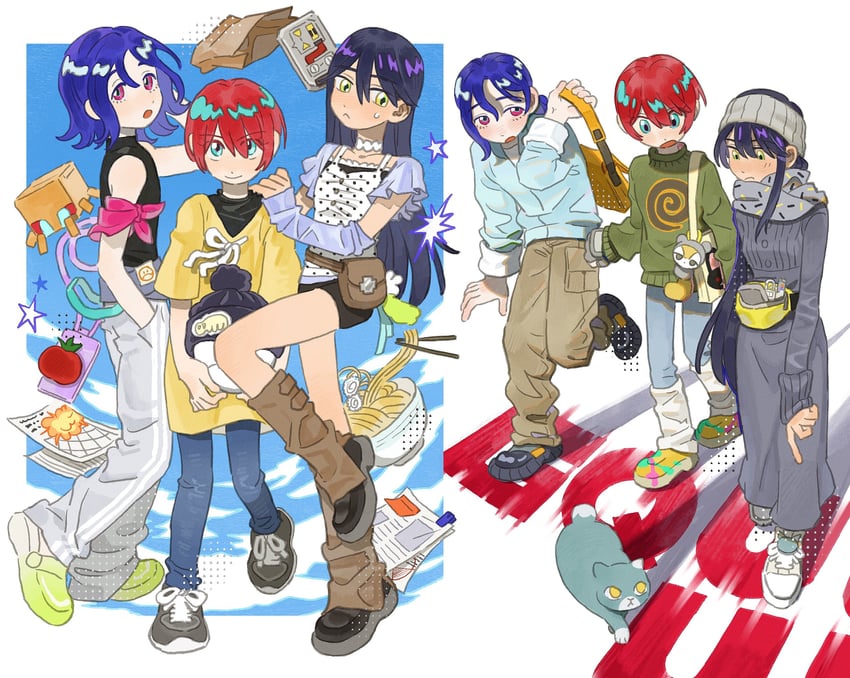 amate yuzuriha, haro, shuji ito, nyaan, and conch (gundam and 1 more) drawn by cataunt