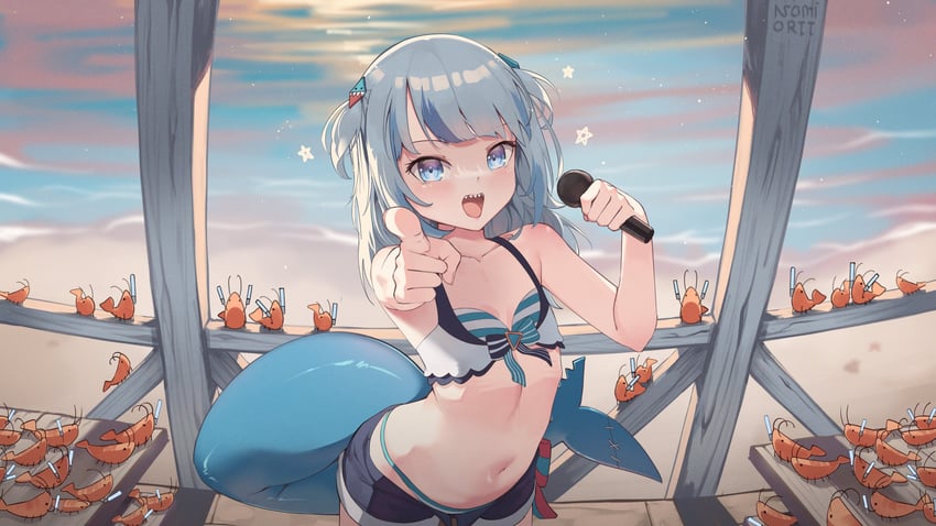 gawr gura and ebi-chan (hololive and 1 more) drawn by namiorii