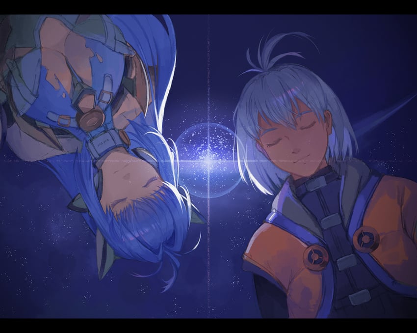 kos-mos, kos-mos ver. 4, and chaos (xenosaga and 1 more) drawn by machibari2