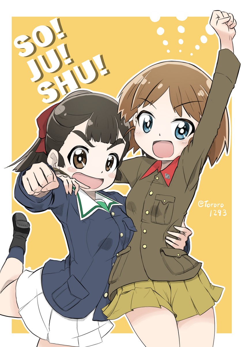 sakaguchi karina and hasegawa tatsu (girls und panzer) drawn by yamakake_(tororo1293)