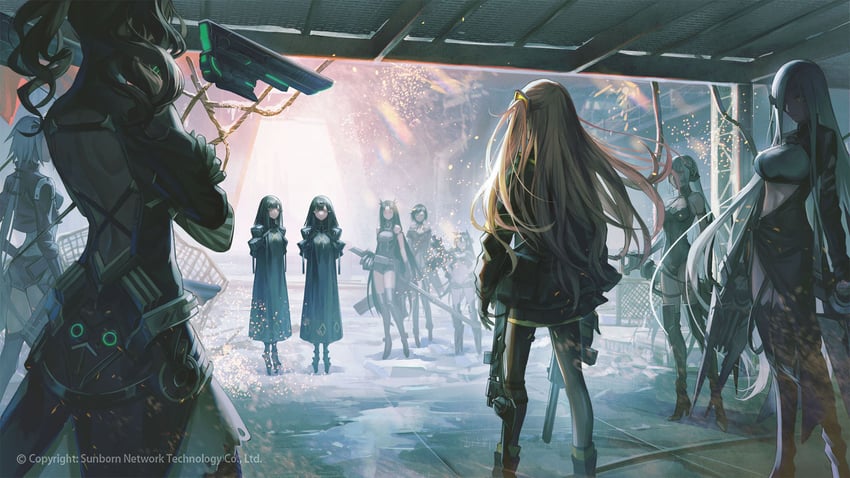 ump45, alchemist, scarecrow, gager, executioner, and 5 more (girls' frontline) drawn by nunok