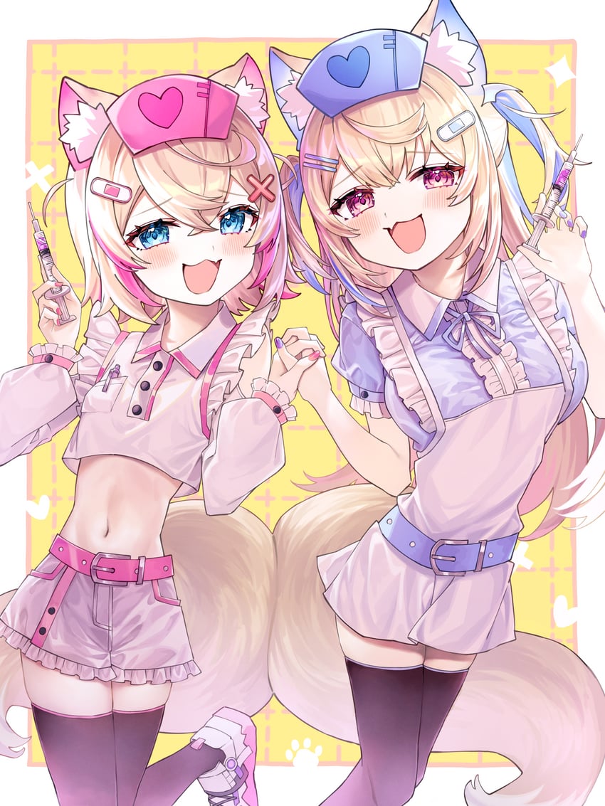 fuwawa abyssgard and mococo abyssgard (hololive and 1 more) drawn by hinatan_(hinatan_krnk)