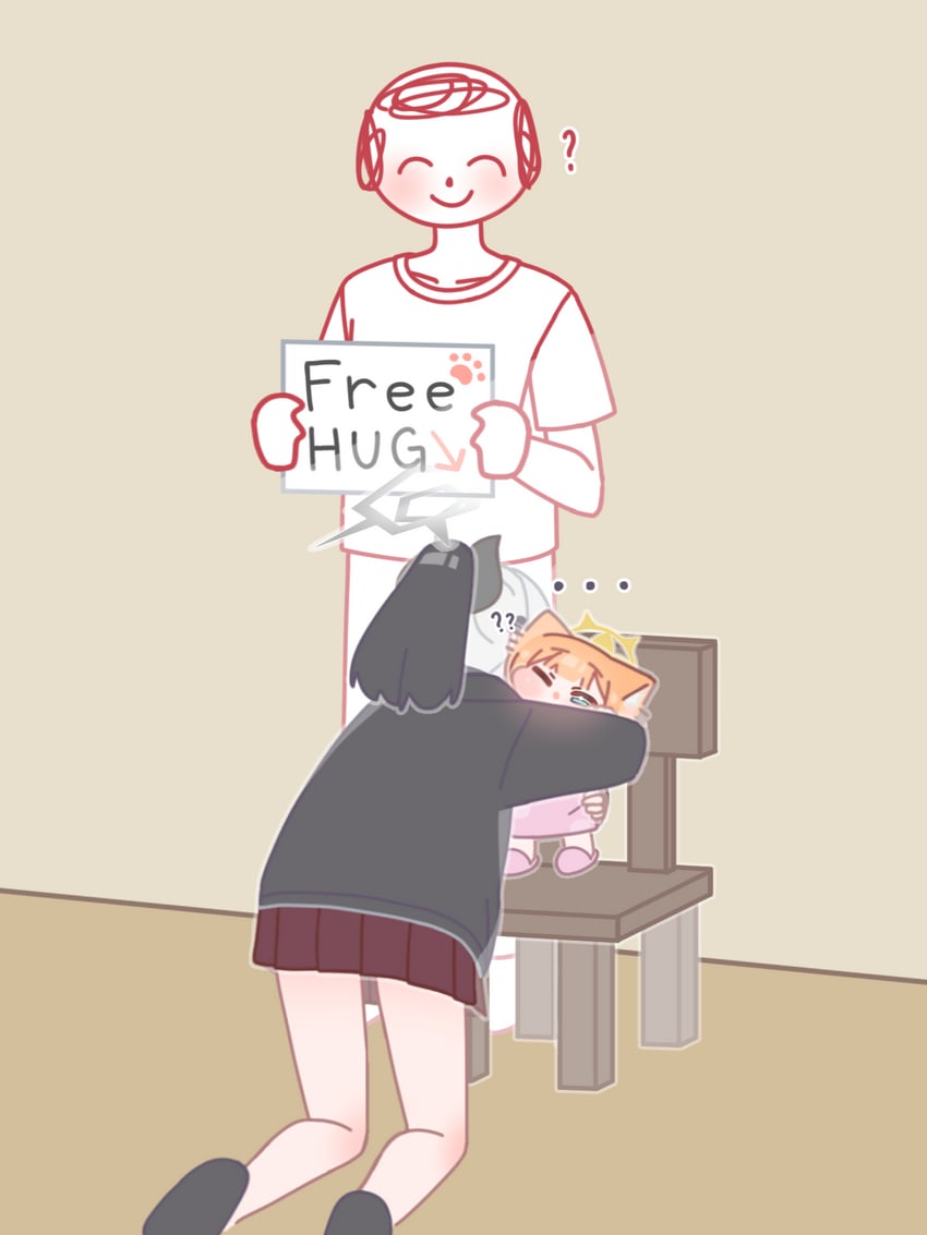 sensei, doodle sensei, mari, and kayoko (blue archive) drawn by horuhara