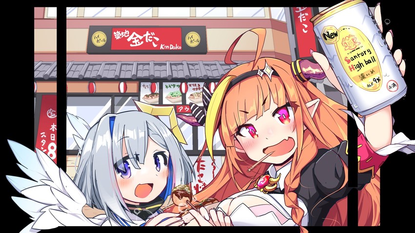 amane kanata and kiryu coco (hololive) drawn by kanisawa_yuuki