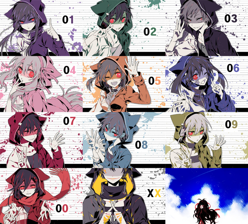 tateyama ayano, kozakura marry, kisaragi shintarou, kido tsubomi, ene, and 7 more (kagerou project and 1 more) drawn by sapphire_(nine)