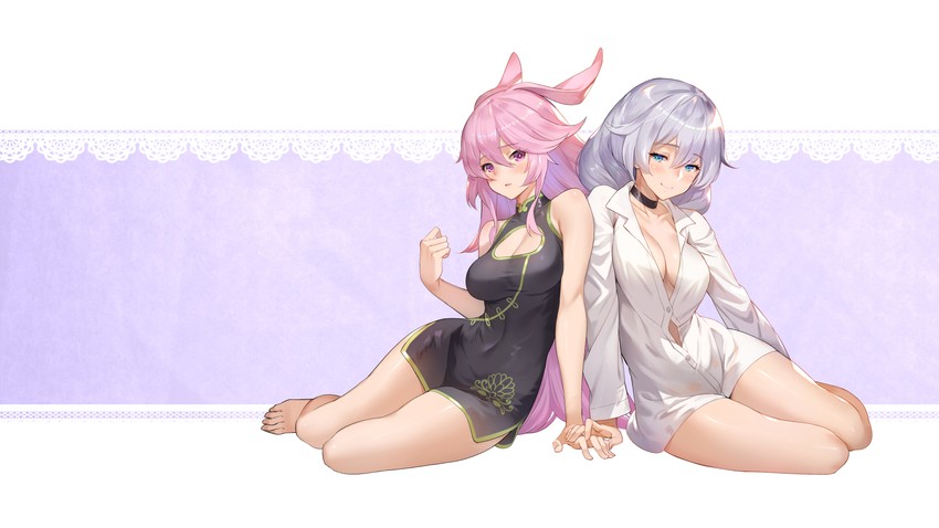 yae sakura and kallen kaslana (honkai and 1 more) drawn by raijuu_(bakanara)