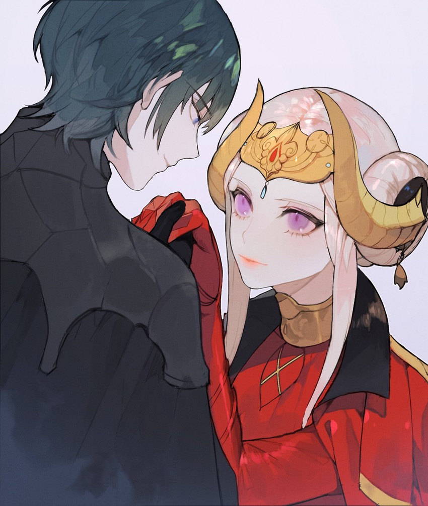 edelgard von hresvelg and male byleth (fire emblem and 1 more) drawn by nahonanaho