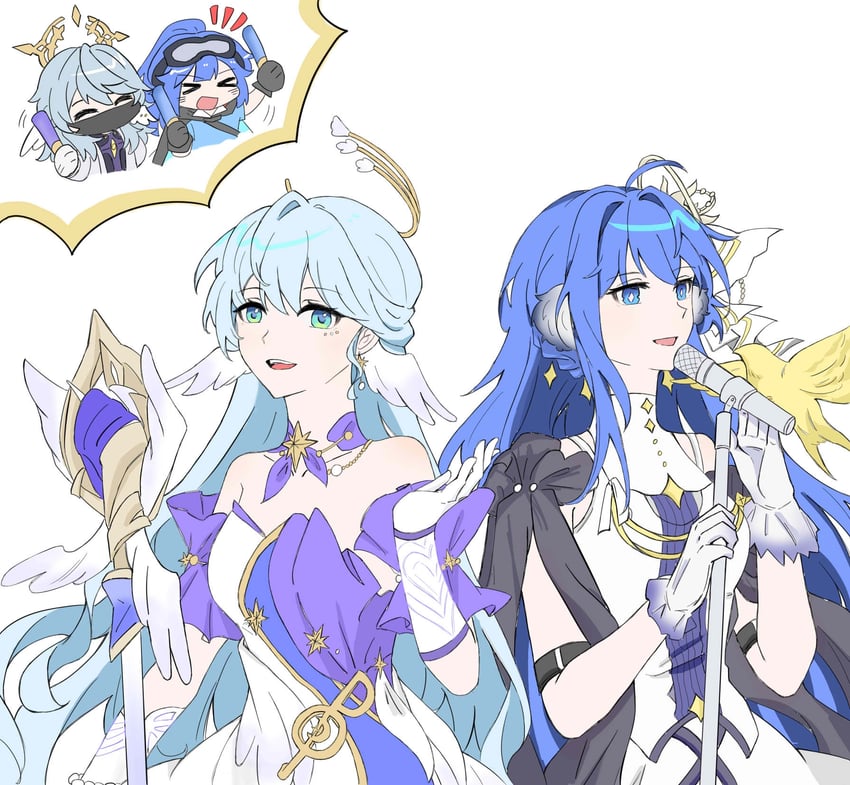 robin, sunday, astesia, astgenne, and nazuka kaori (arknights and 2 more) drawn by yueli675
