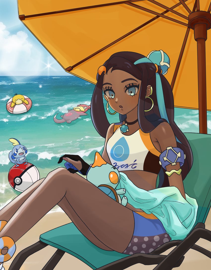 nessa, sobble, psyduck, slowpoke, and chewtle (pokemon and 1 more) drawn by pokko_(mochimochi_poyo)