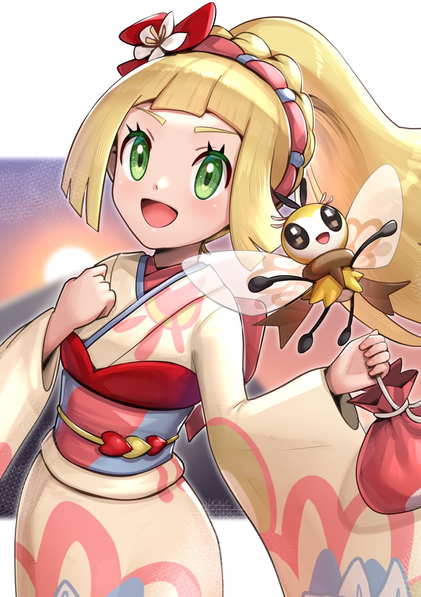 ribombee and lillie (pokemon and 1 more) drawn by gonzarez