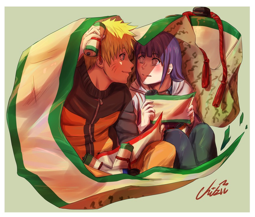 uzumaki naruto and hyuuga hinata (naruto and 1 more) drawn by hakuno_shigeru