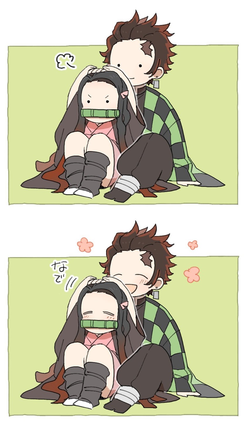 kamado nezuko and kamado tanjirou (kimetsu no yaiba) drawn by yucca_(yasabana)