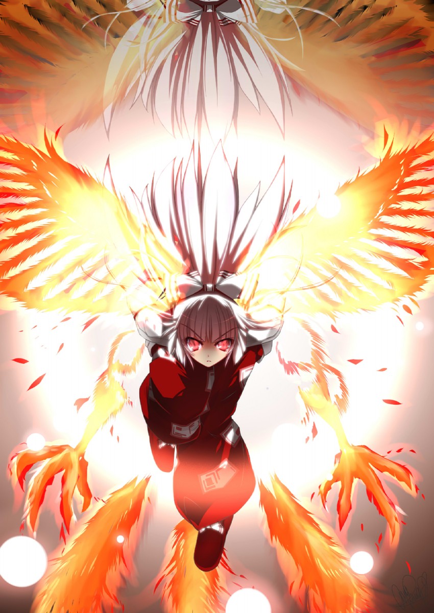 fujiwara no mokou (touhou) drawn by kurasaki_cority