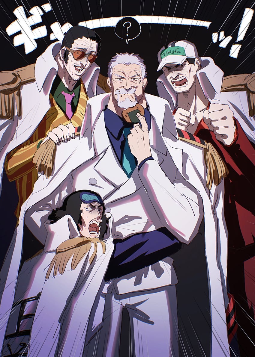 kizaru, aokiji, monkey d. garp, and sakazuki (one piece) drawn by wvq0m