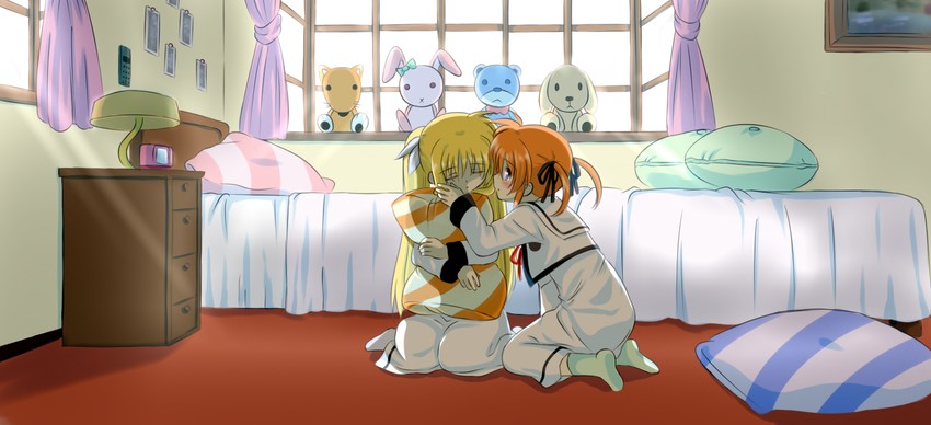 fate testarossa and takamachi nanoha (lyrical nanoha and 2 more) drawn by kerorokjy