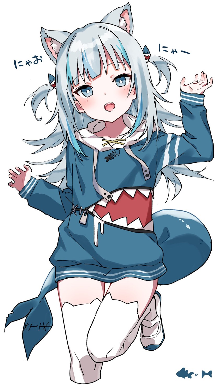 gawr gura (hololive and 2 more) drawn by h_(eitilog)