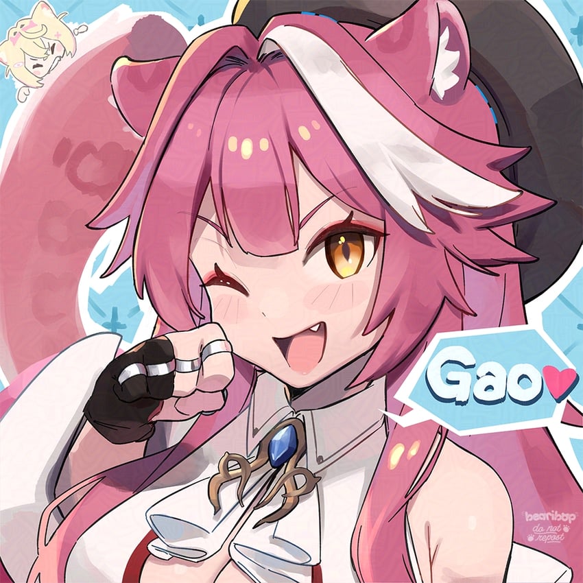 mococo abyssgard and raora panthera (hololive and 1 more) drawn by bearibop