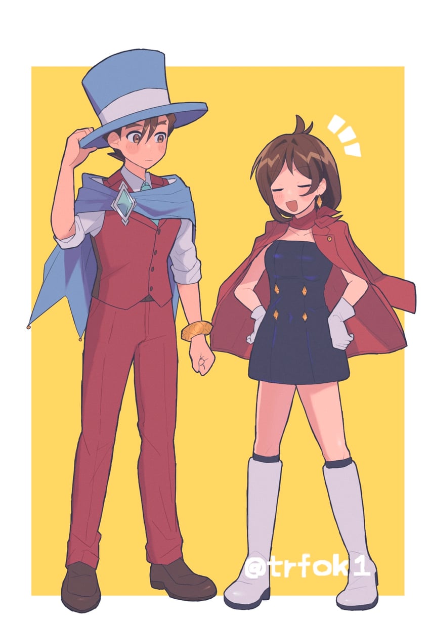 apollo justice and trucy wright (ace attorney and 1 more) drawn by nanase_(trfok1)