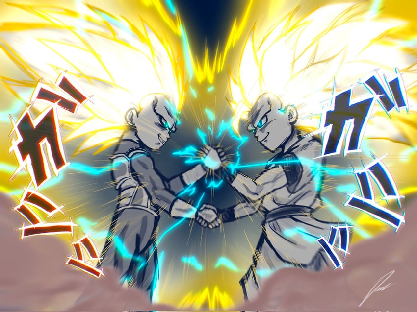 son goku and vegeta (dragon ball and 1 more) drawn by omni_studios