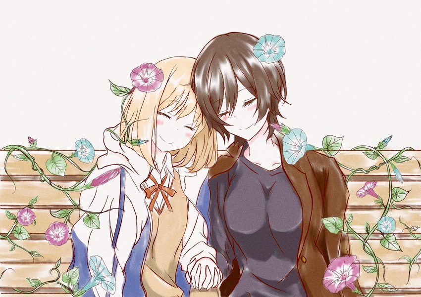 kase tomoka and yamada yui (asagao to kase-san) drawn by wutian_buchi_yu