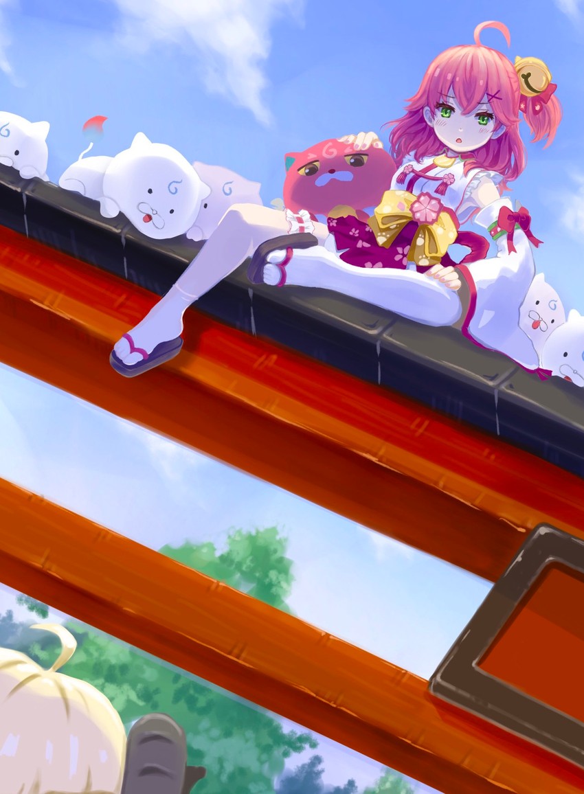 sakura miko, tsunomaki watame, 35p, and kintoki (hololive) drawn by tmo-cat