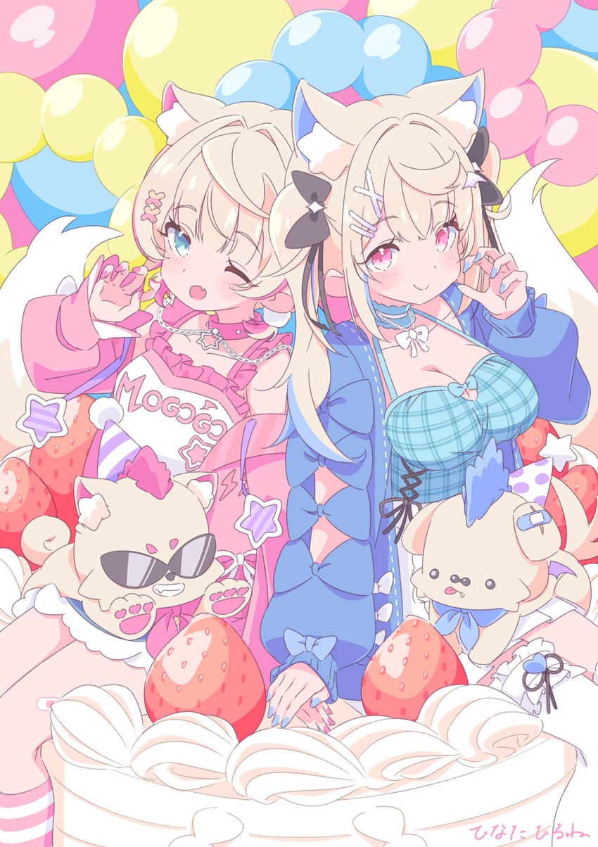 fuwawa abyssgard, mococo abyssgard, and ruffian (hololive and 1 more) drawn by hinata_hirune