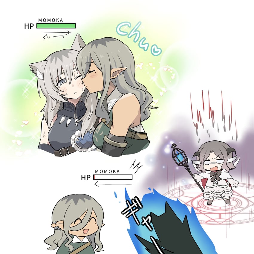 kawaragi momoka, ebizuka tomo, and rupa (girls band cry and 1 more) drawn by lemoontya