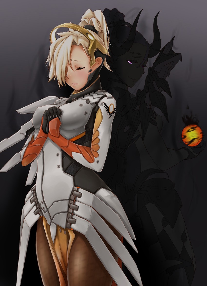 mercy and imp mercy (overwatch and 1 more) drawn by qzik