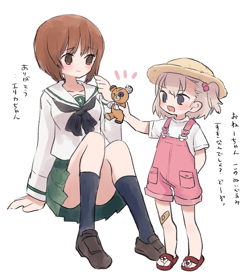 nishizumi miho, itsumi erika, and boko (girls und panzer) drawn by ri_(qrcode)