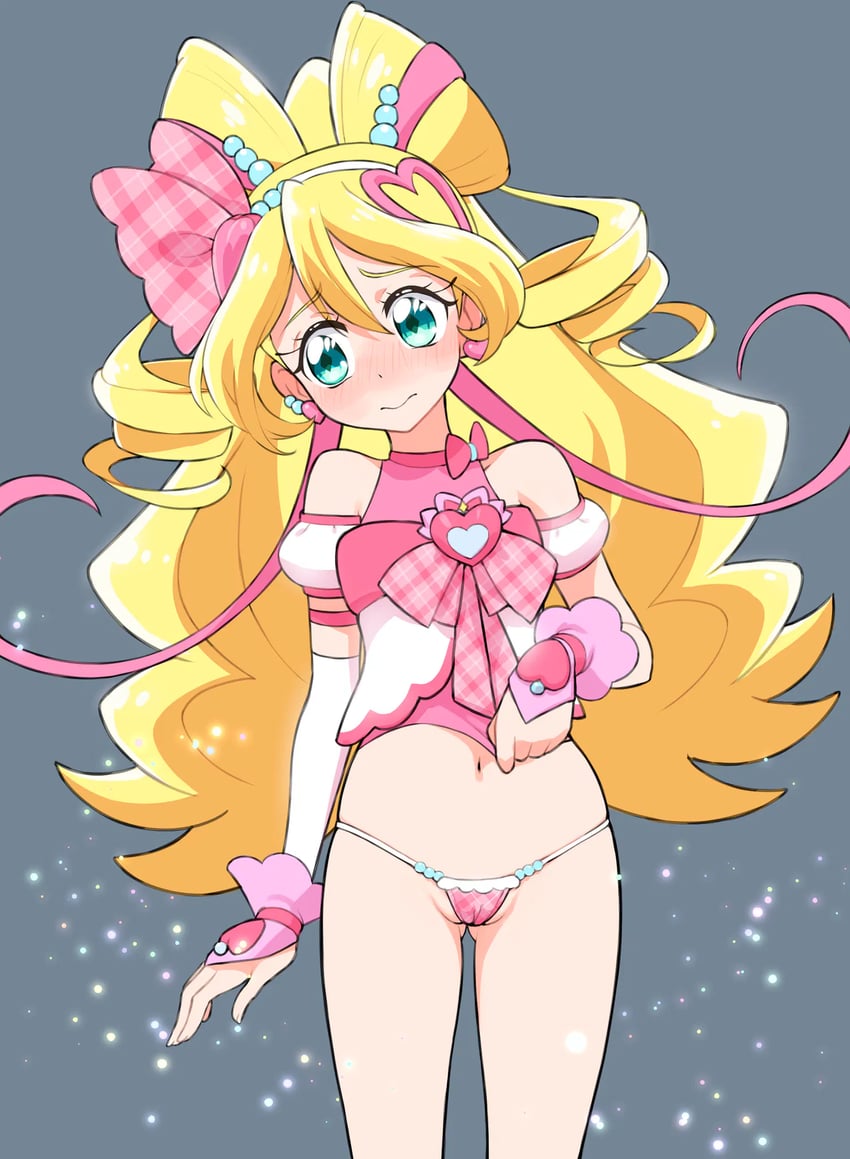 sakura uta and cure idol (precure and 1 more) drawn by kikurage_(crayon_arts)