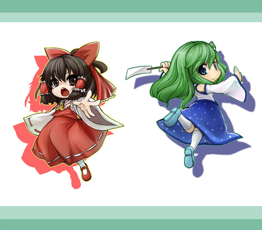 hakurei reimu and kochiya sanae (touhou) drawn by kuri-magu_kuroguro