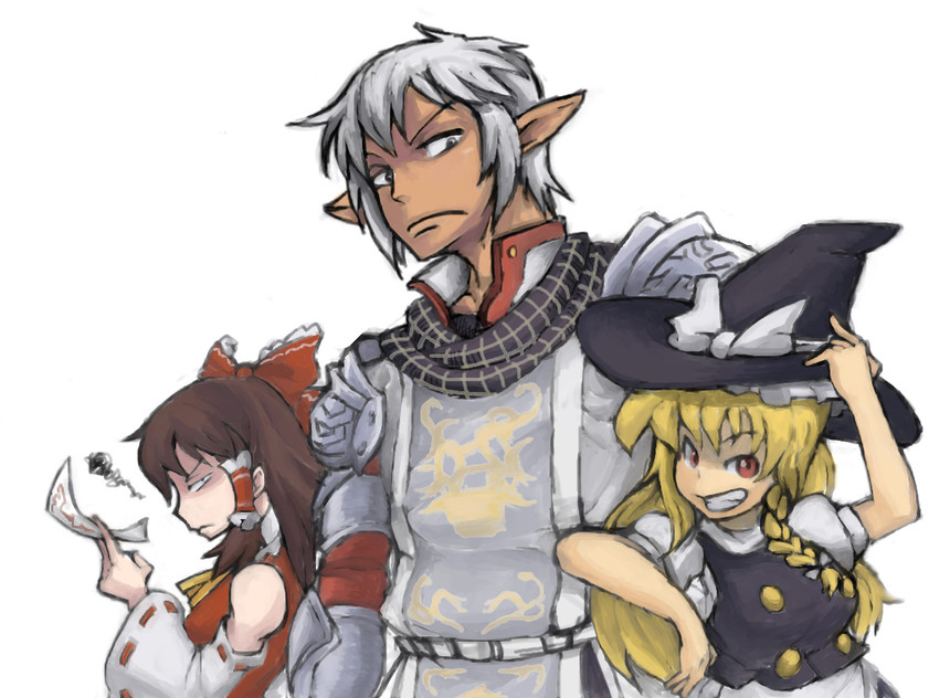 hakurei reimu, kirisame marisa, and buront (touhou and 3 more) drawn by teruki