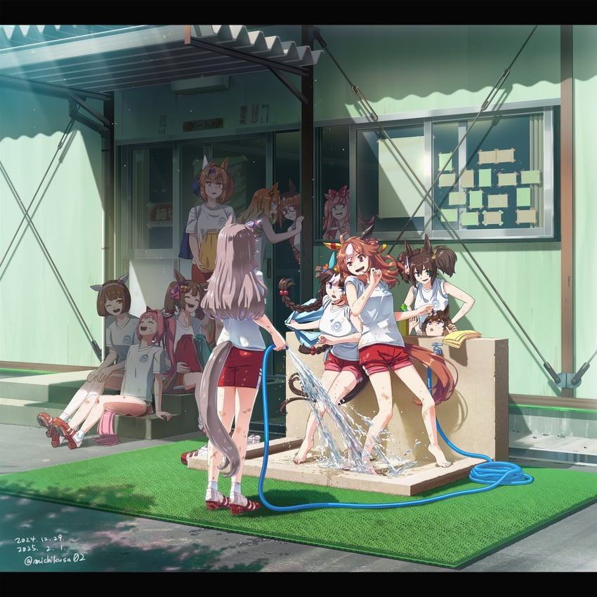 haru urara, agnes digital, smart falcon, hokko tarumae, copano rickey, and 7 more (umamusume) drawn by takuzui
