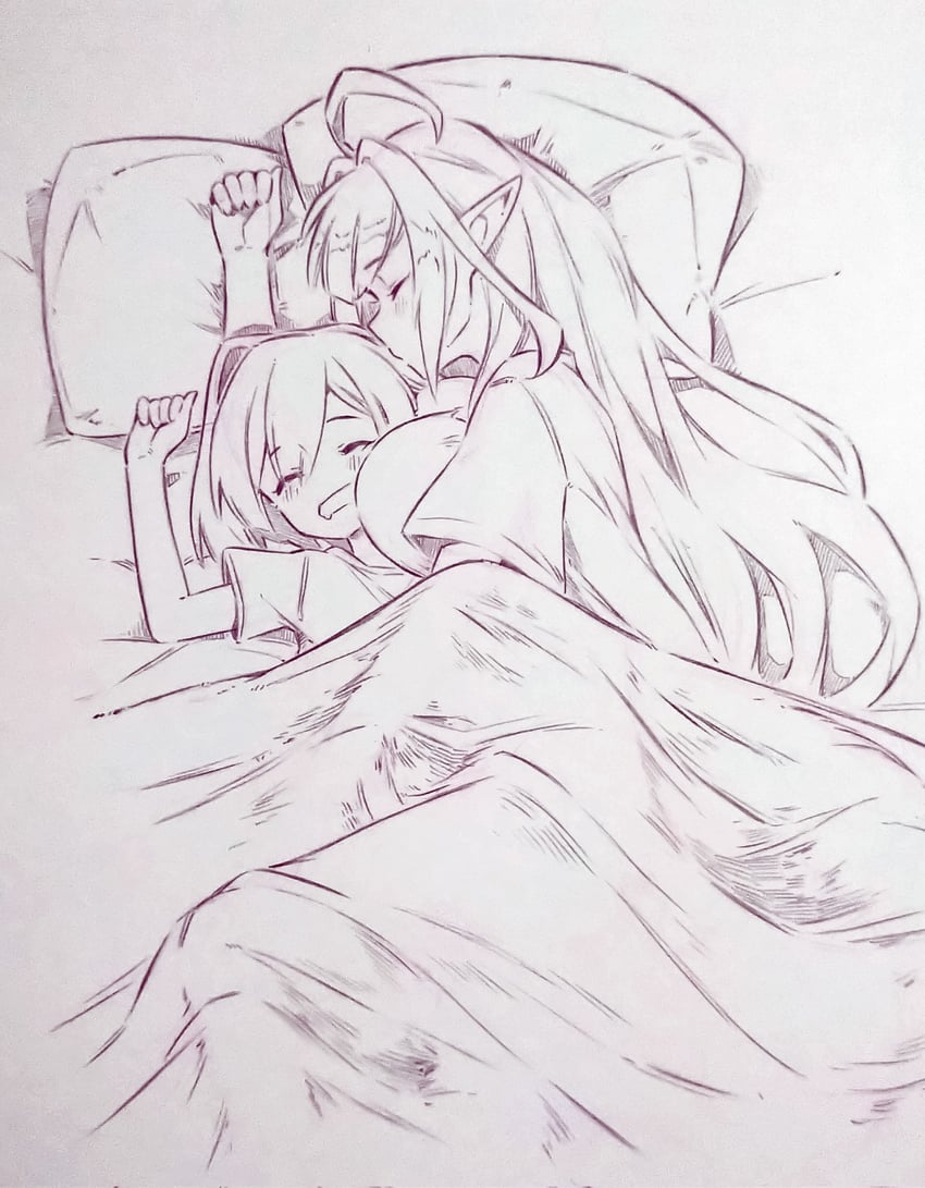 amane kanata and kiryu coco (hololive) drawn by tsukareta_san