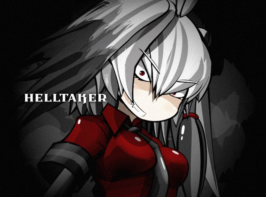 shoebill and helltaker (kemono friends and 1 more) drawn by kaito_(stop404man)