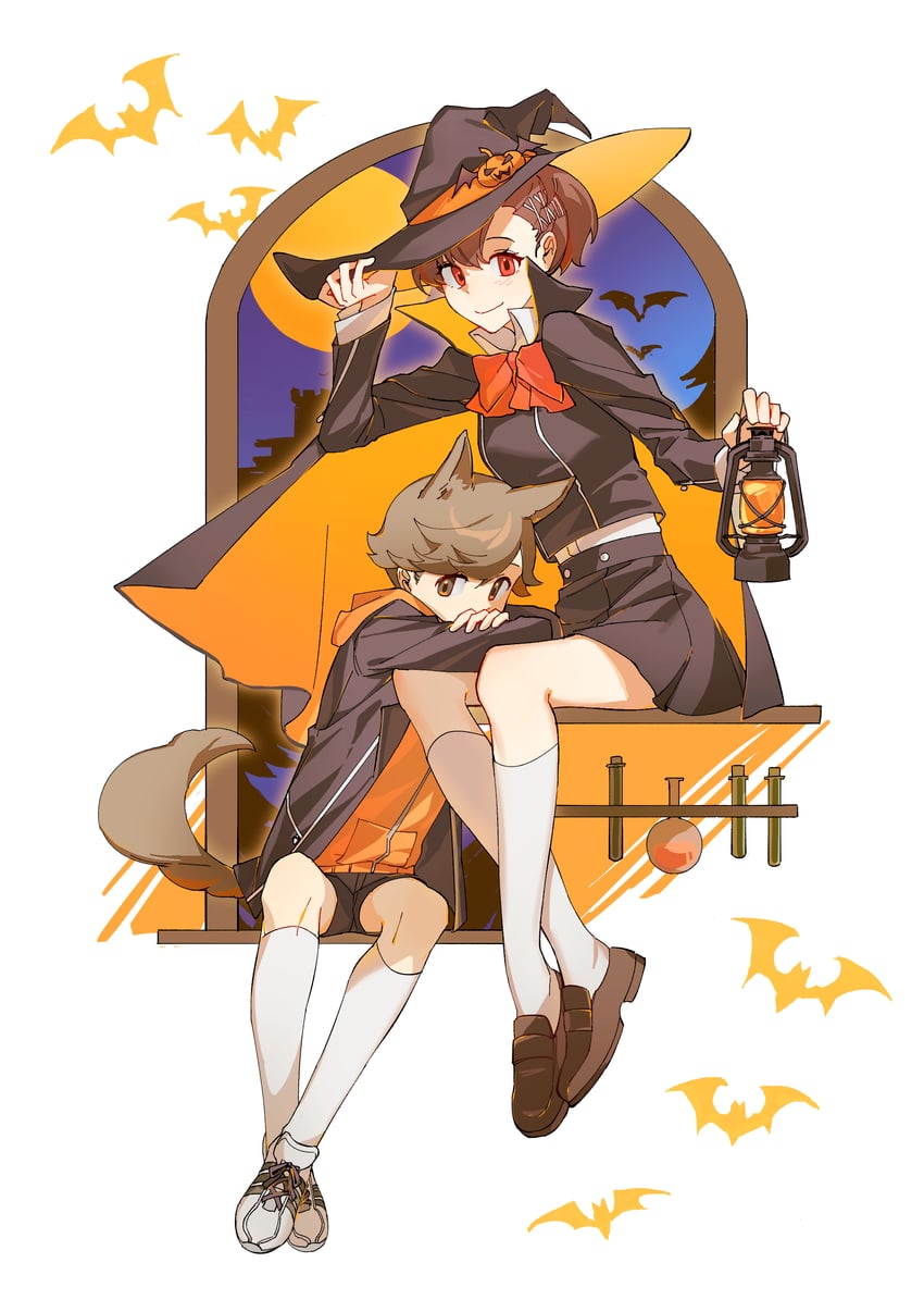 shiomi kotone and amada ken (persona and 2 more) drawn by eca_leaf
