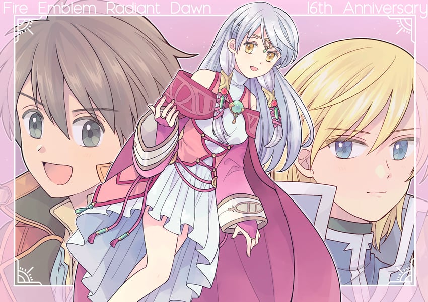 micaiah, leonardo, and edward (fire emblem and 1 more) drawn by nagiyaki_(momomo77)