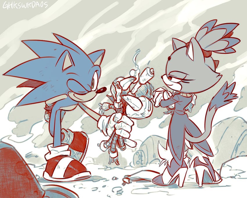sonic the hedgehog and blaze the cat (sonic) drawn by ghkswkda0s