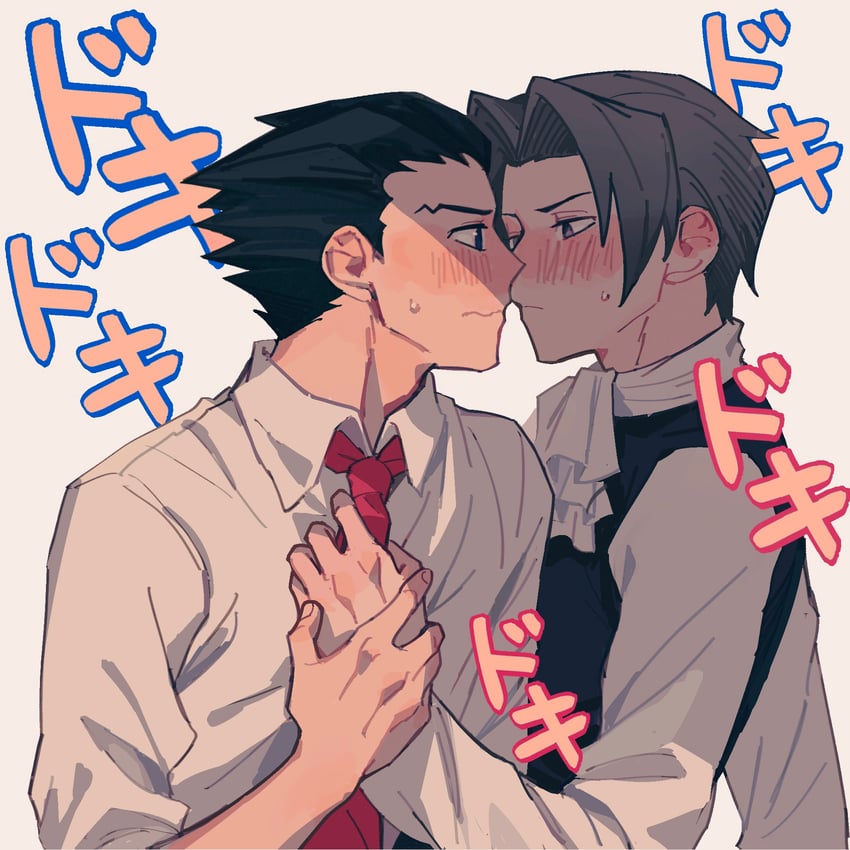phoenix wright and miles edgeworth (ace attorney) drawn by demorzel