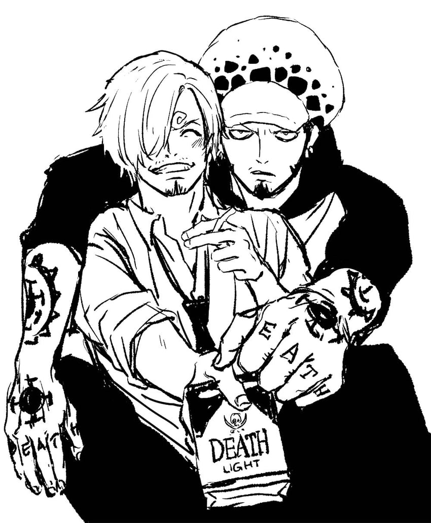 sanji and trafalgar law (one piece) drawn by chief_(chiefvinsmoke)