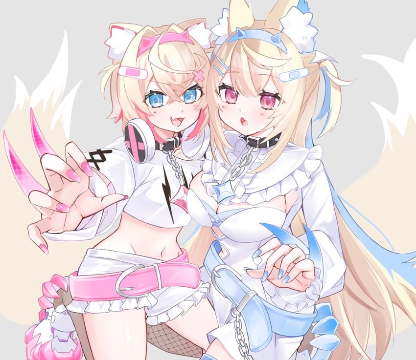 fuwawa abyssgard and mococo abyssgard (hololive and 1 more) drawn by toamaru54