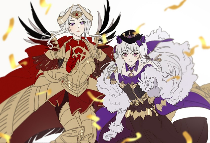 edelgard von hresvelg and lysithea von ordelia (fire emblem and 2 more) drawn by vo1ez