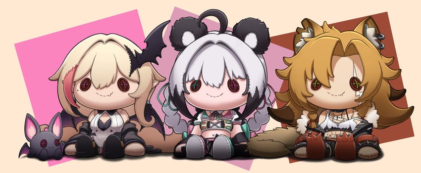 yena youngblood, kou mariya, and utano pandora (indie virtual youtuber and 2 more) drawn by clero_(viprimo)