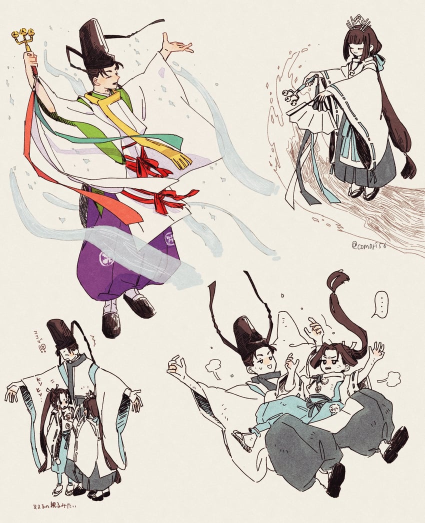 houjou tokiyuki, suwa yorishige, and shizuku (nige jouzu no wakagimi) drawn by comori56