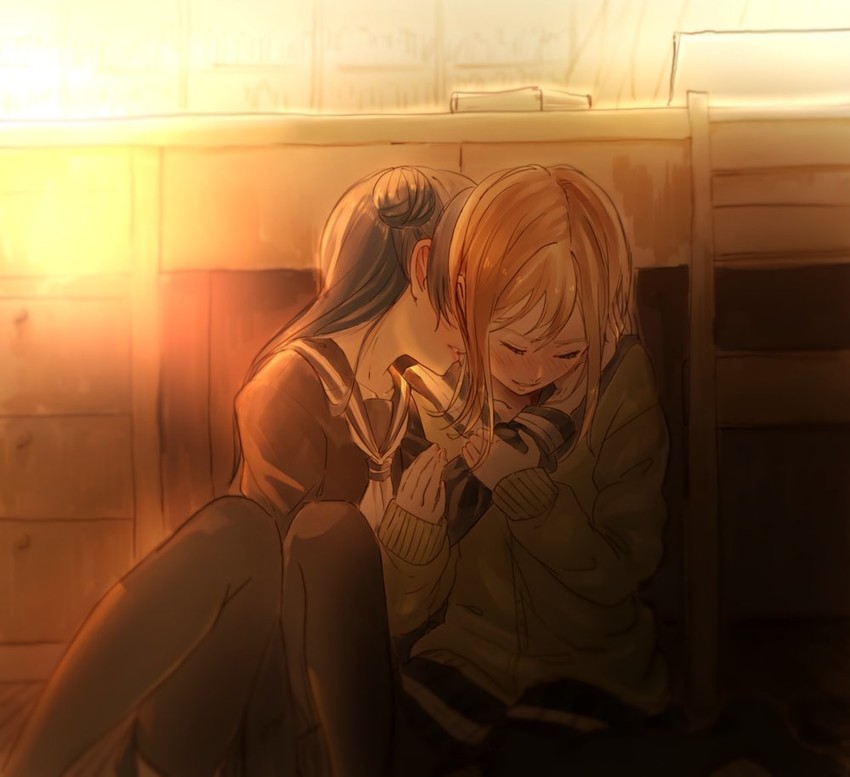 tsushima yoshiko and kunikida hanamaru (love live! and 1 more) drawn by menbou_(nonnontako)