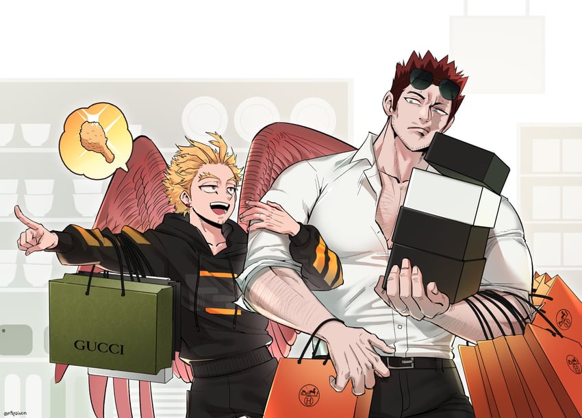 endeavor and hawks (boku no hero academia) drawn by flamecockforhwk