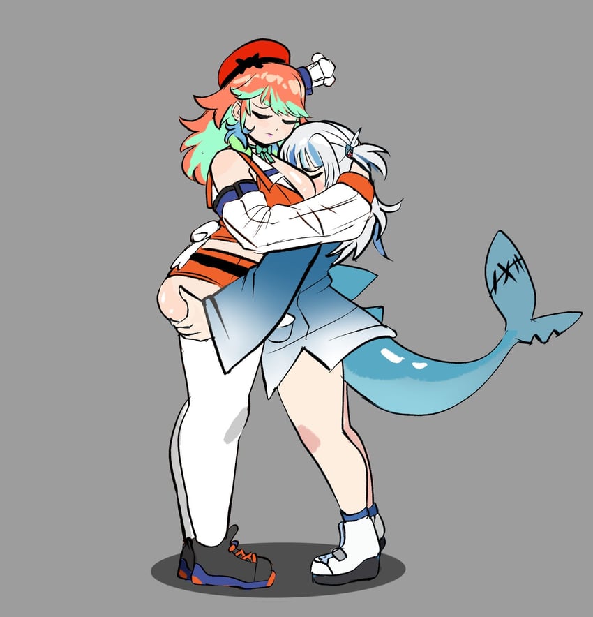 gawr gura and takanashi kiara (hololive and 1 more) drawn by peagade