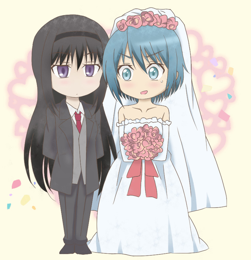 akemi homura and miki sayaka (mahou shoujo madoka magica) drawn by neko_hime