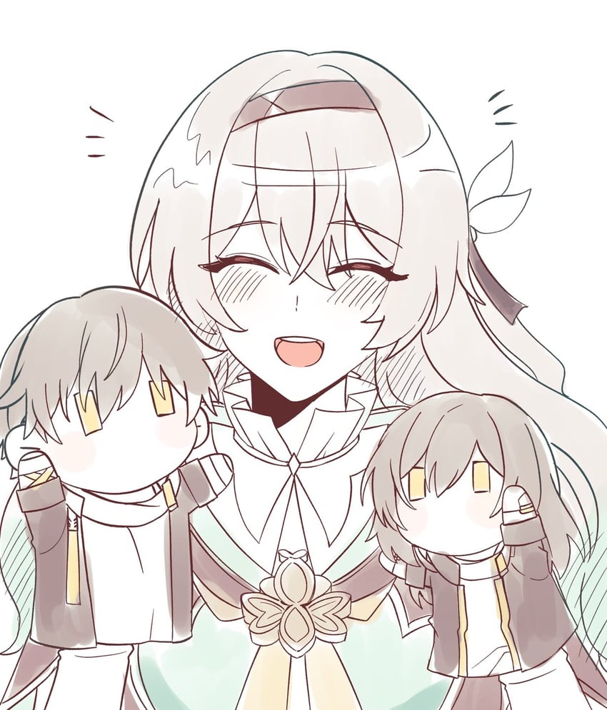 trailblazer, firefly, stelle, and caelus (honkai and 1 more) drawn by pillhoyo
