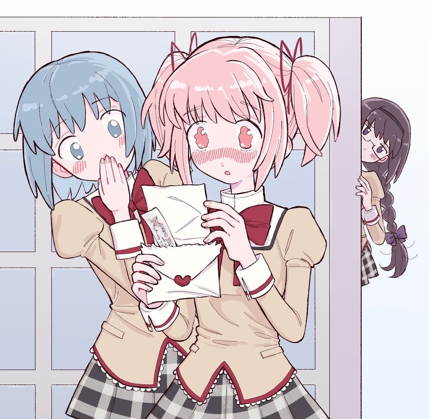 akemi homura, kaname madoka, and miki sayaka (mahou shoujo madoka magica) drawn by bunniemg